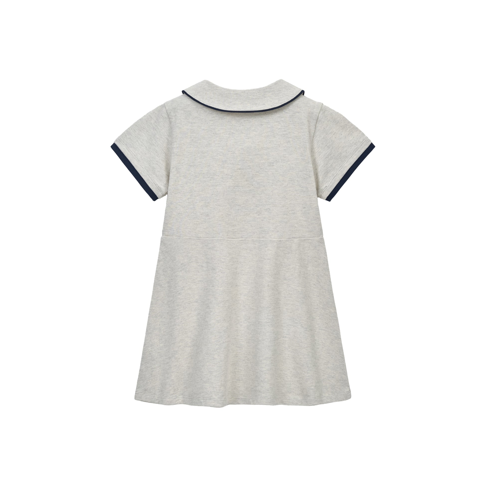 SATUR Apero Pique One Piece Oatmeal kids cotton pique dress polo collar contrast trim embroidered logo casual apparel