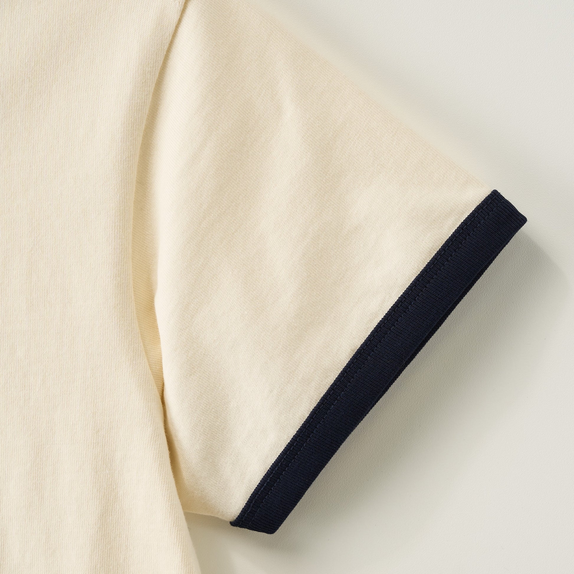 SATUR Bon Voyage Ringer T Shirt Cream kids cotton tee contrast collar sleeves graphic logo casual apparel