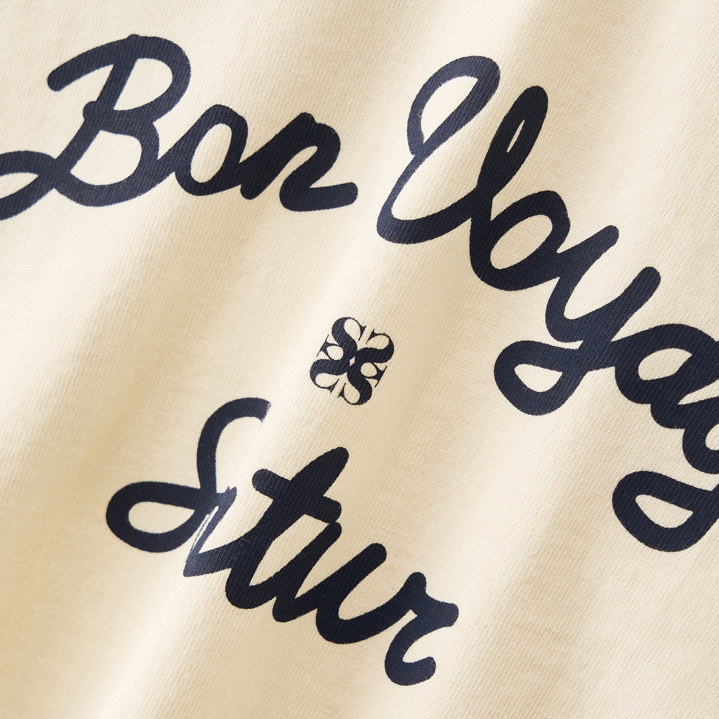 SATUR Bon Voyage Ringer T Shirt Cream kids cotton tee contrast collar sleeves graphic logo casual apparel