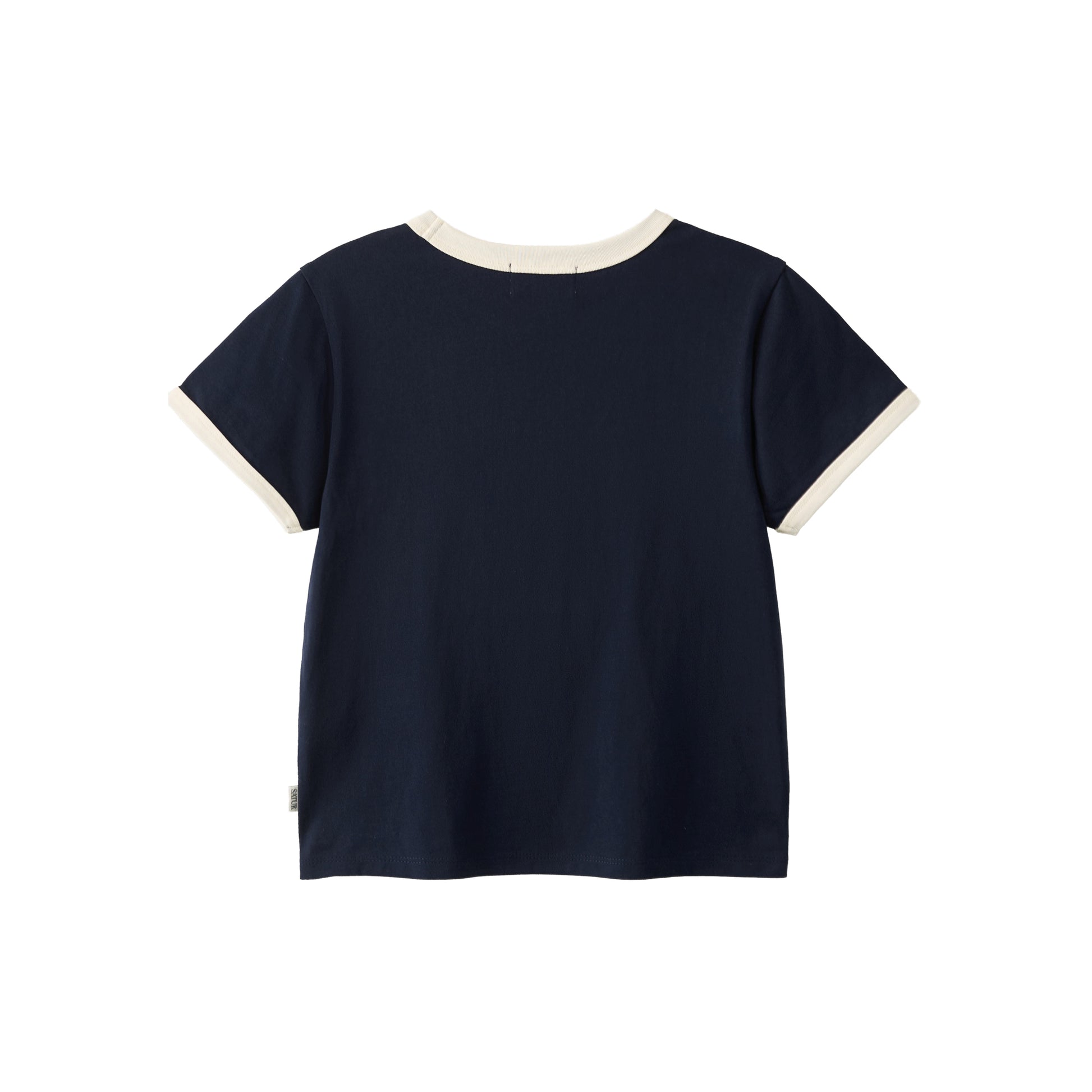 SATUR Bon Voyage Ringer T Shirt Navy kids cotton tee contrast collar sleeves graphic logo casual apparel