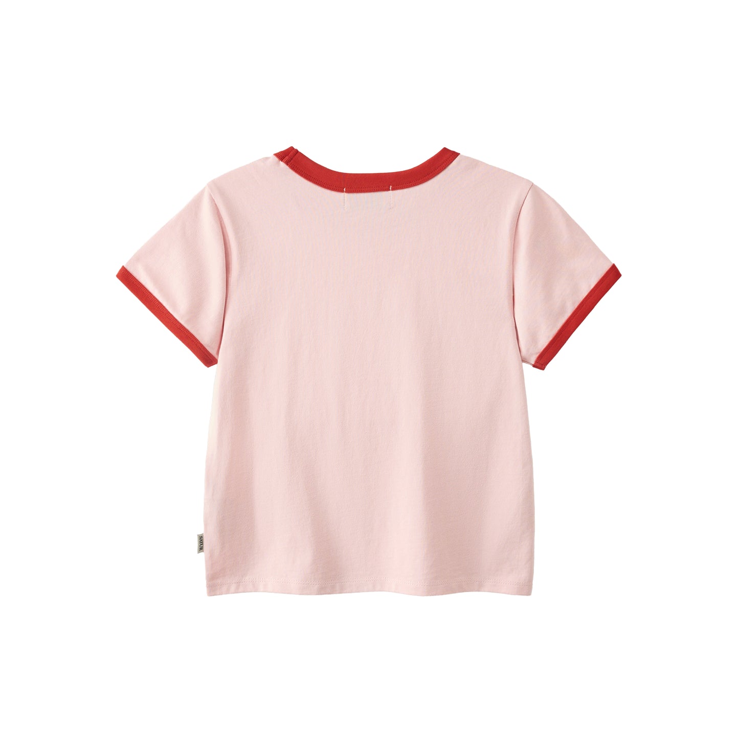 SATUR Bon Voyage Ringer T Shirt Pink kids cotton tee contrast collar sleeves graphic logo casual apparel