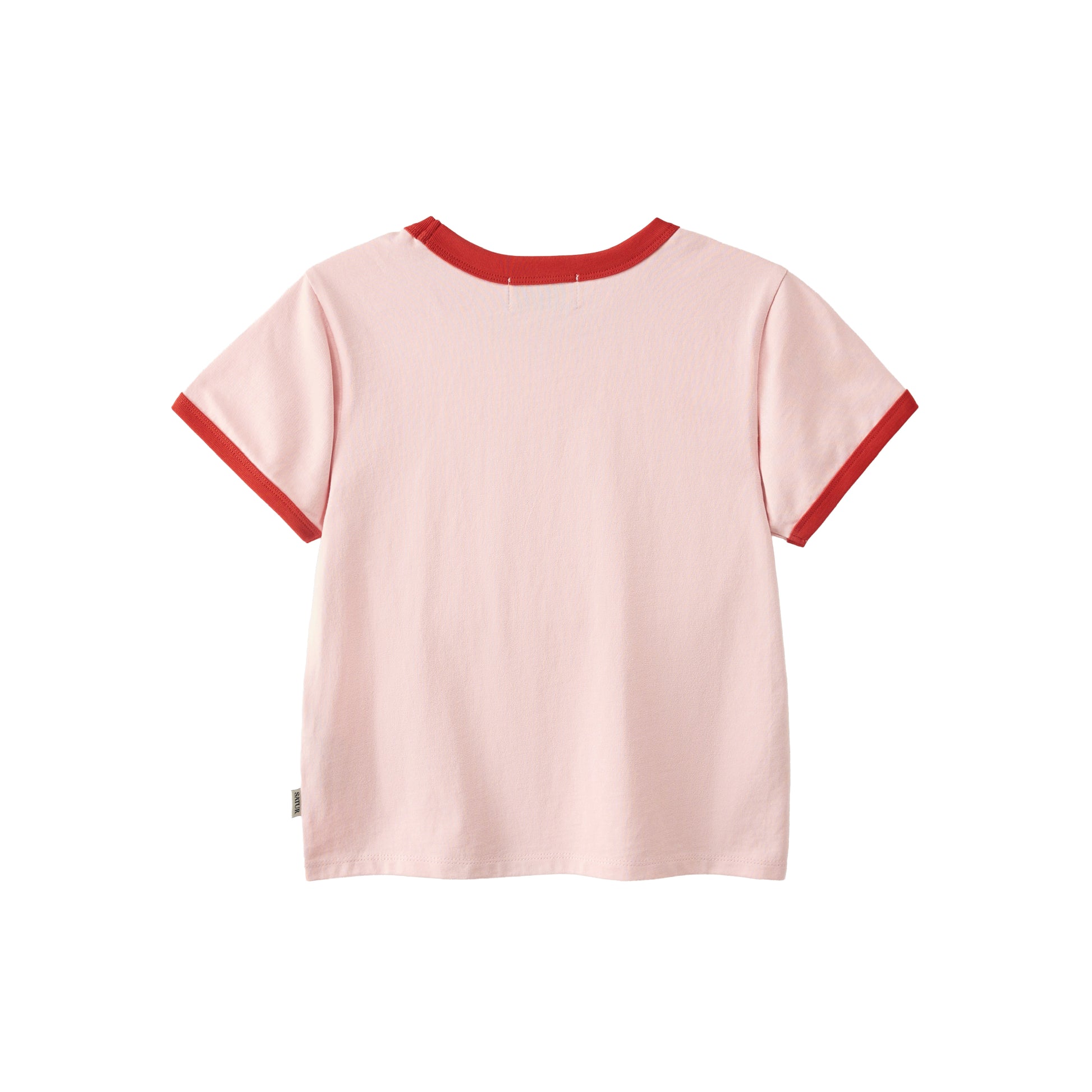 SATUR Bon Voyage Ringer T Shirt Pink kids cotton tee contrast collar sleeves graphic logo casual apparel