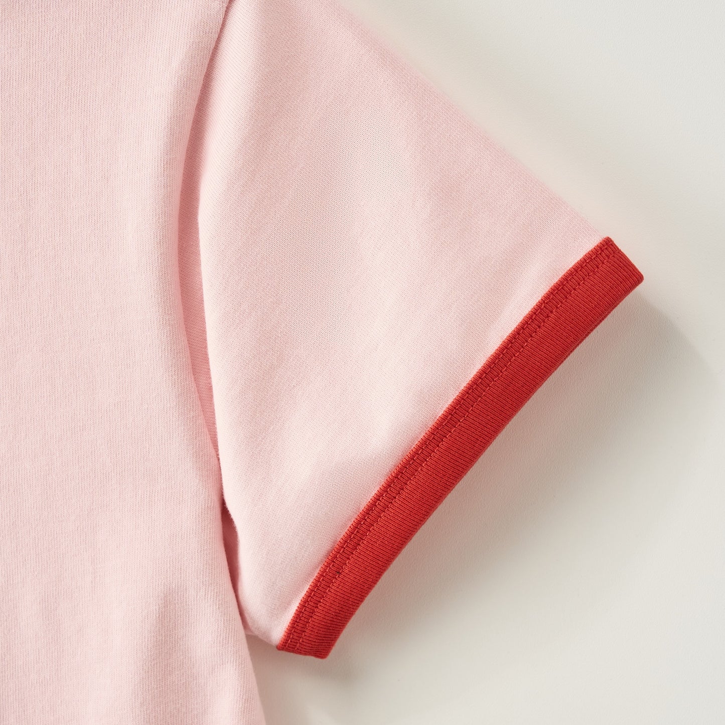 SATUR Bon Voyage Ringer T Shirt Pink kids cotton tee contrast collar sleeves graphic logo casual apparel