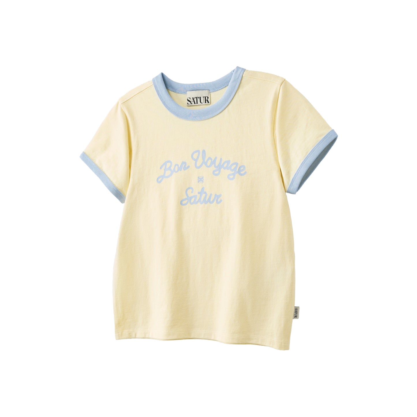SATUR Bon Voyage Ringer T Shirt Yellow kids cotton tee contrast collar sleeves graphic logo casual apparel
