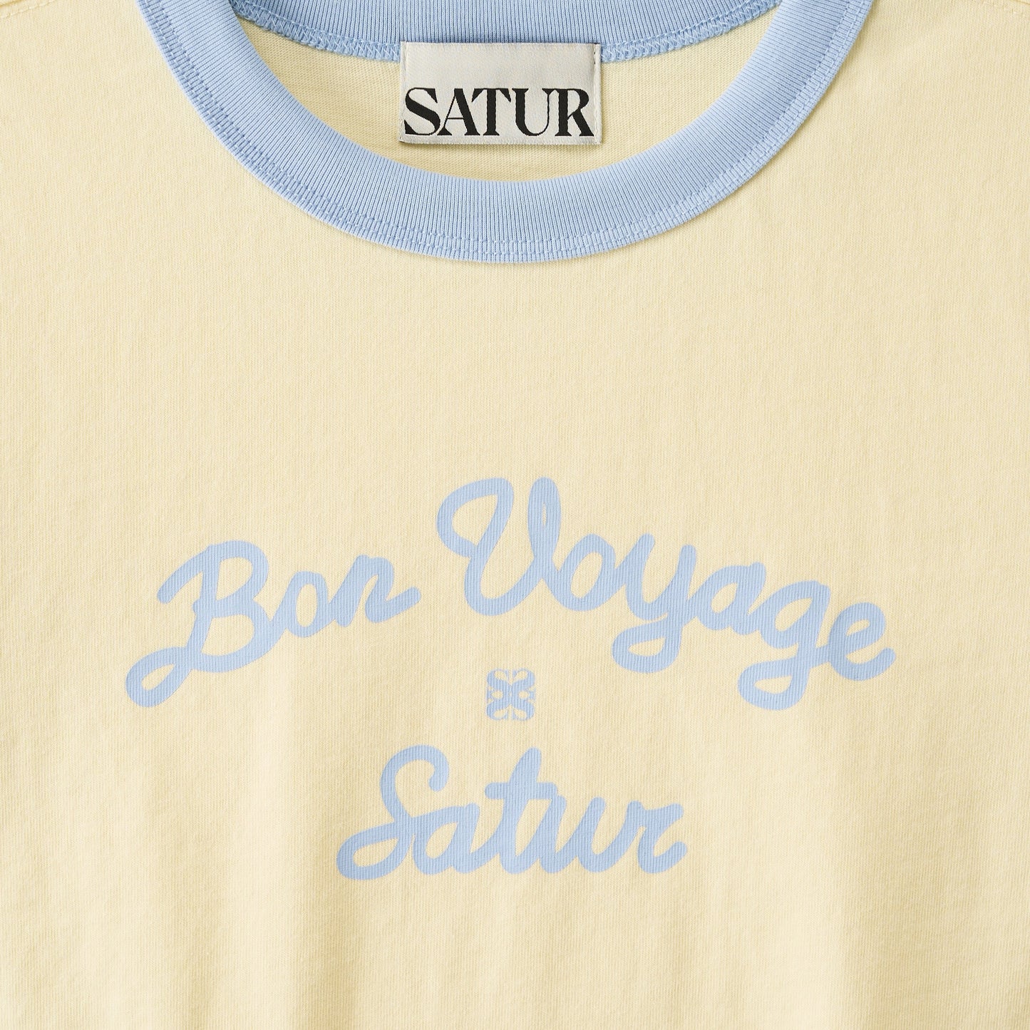 SATUR Bon Voyage Ringer T Shirt Yellow kids cotton tee contrast collar sleeves graphic logo casual apparel