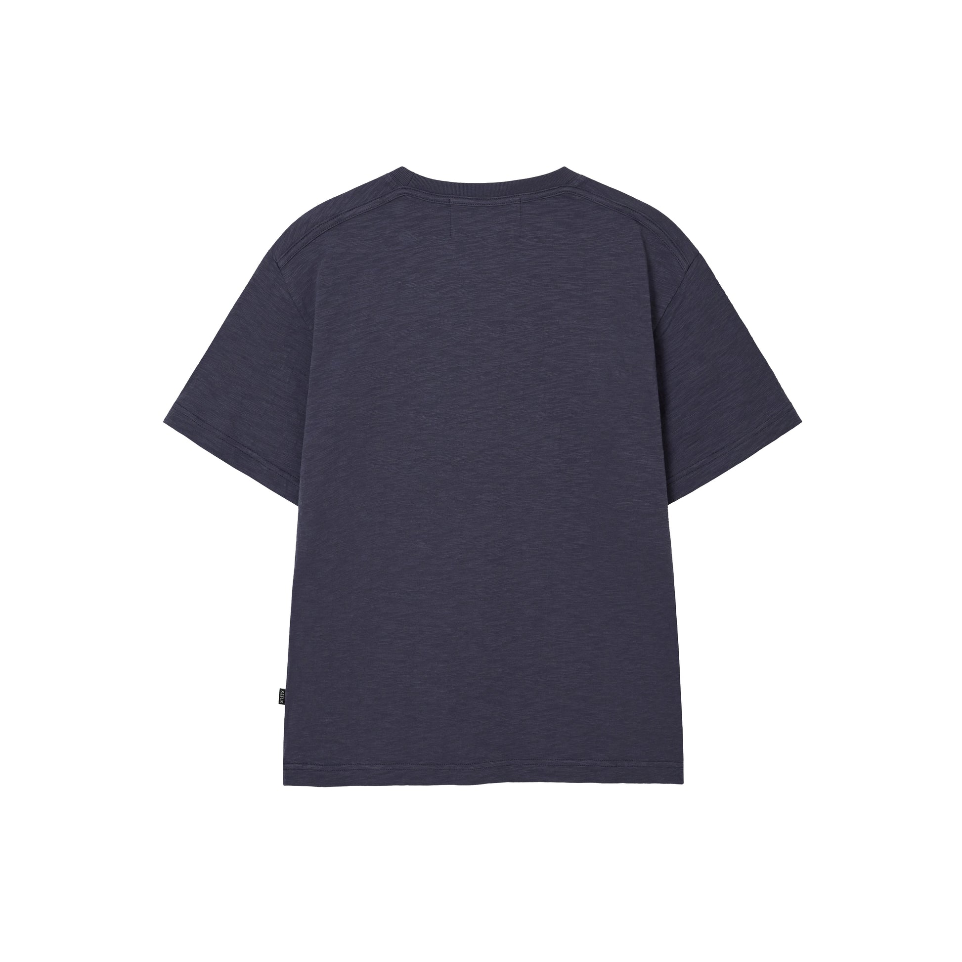 SATUR Wave Logo Regular Fit Slub T-Shirt Navy graphic tee slub fabric vintage casual