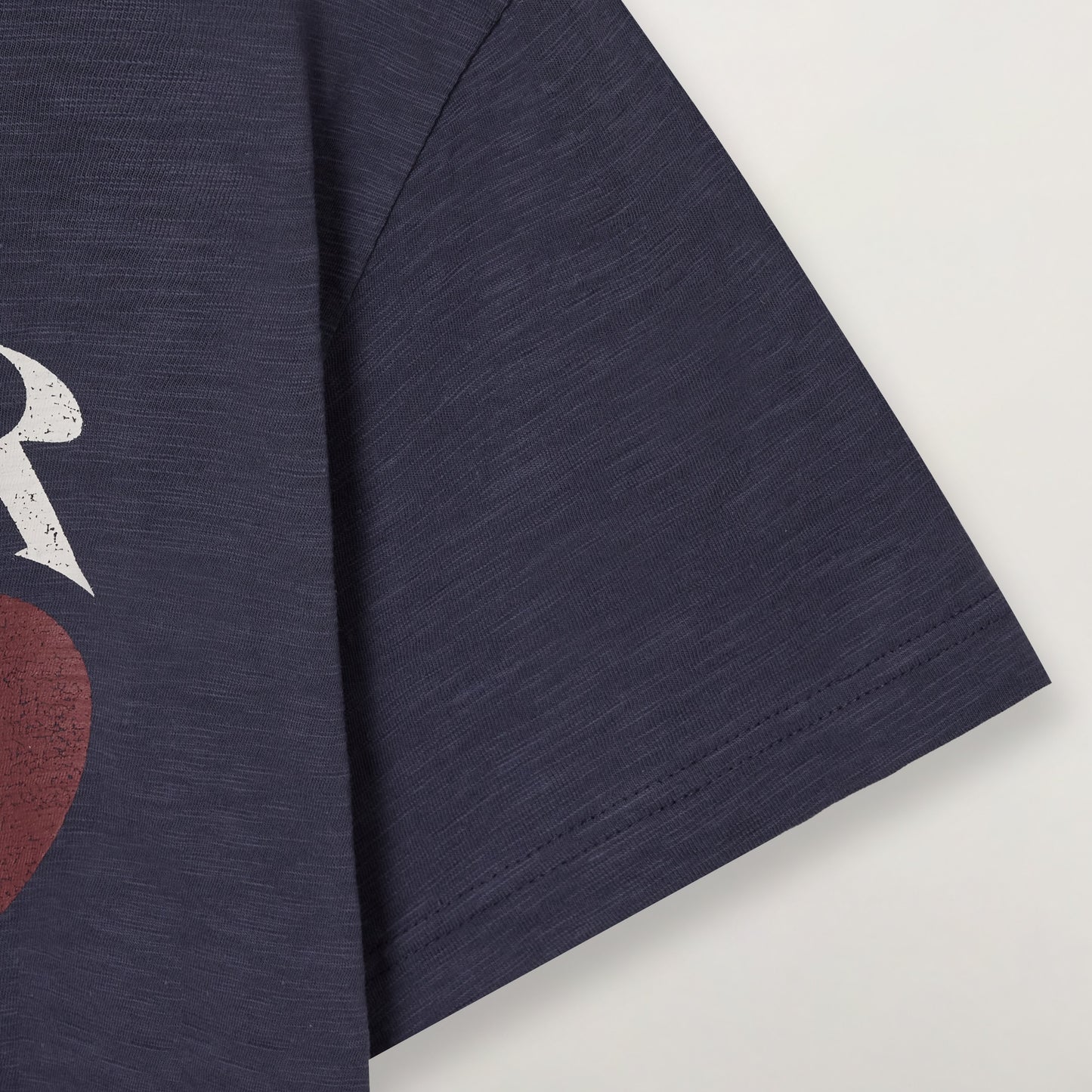 SATUR Wave Logo Regular Fit Slub T-Shirt Navy graphic tee slub fabric vintage casual