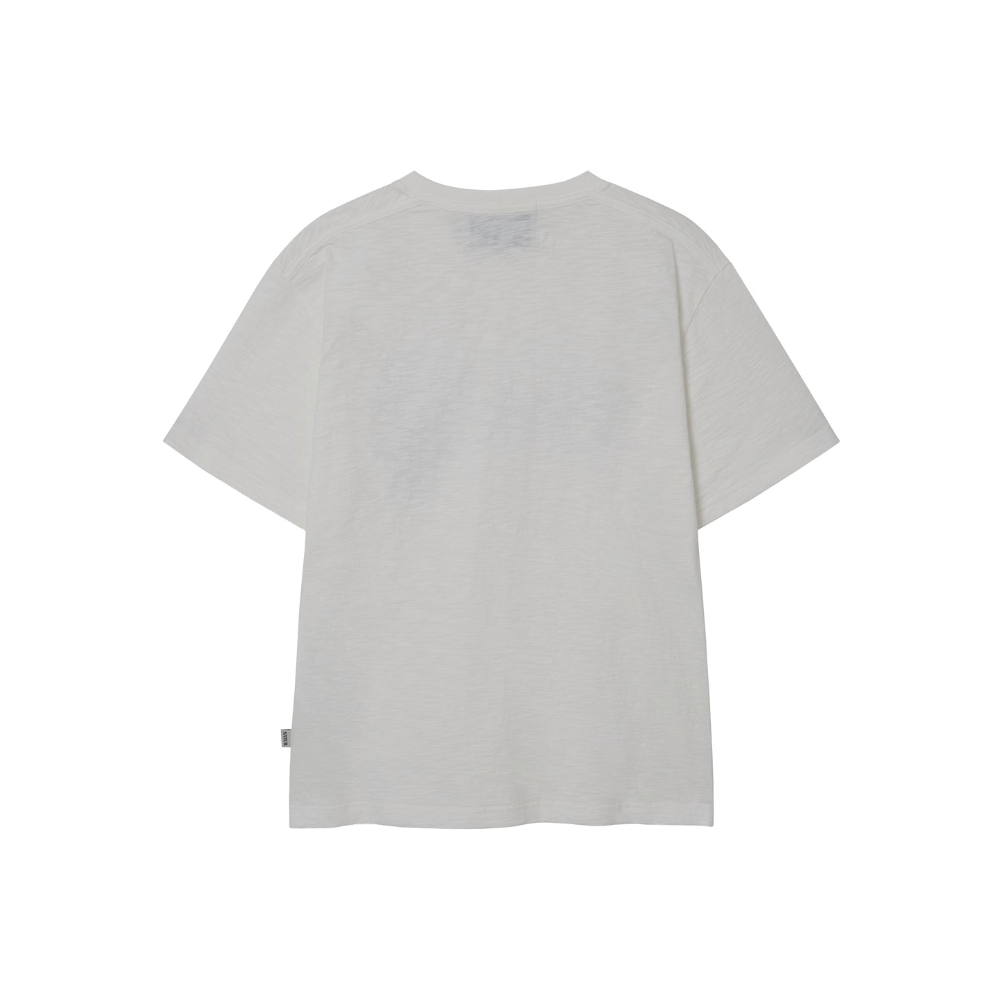 SATUR Wave Logo Regular Fit Slub T-Shirt White graphic tee slub fabric vintage casual