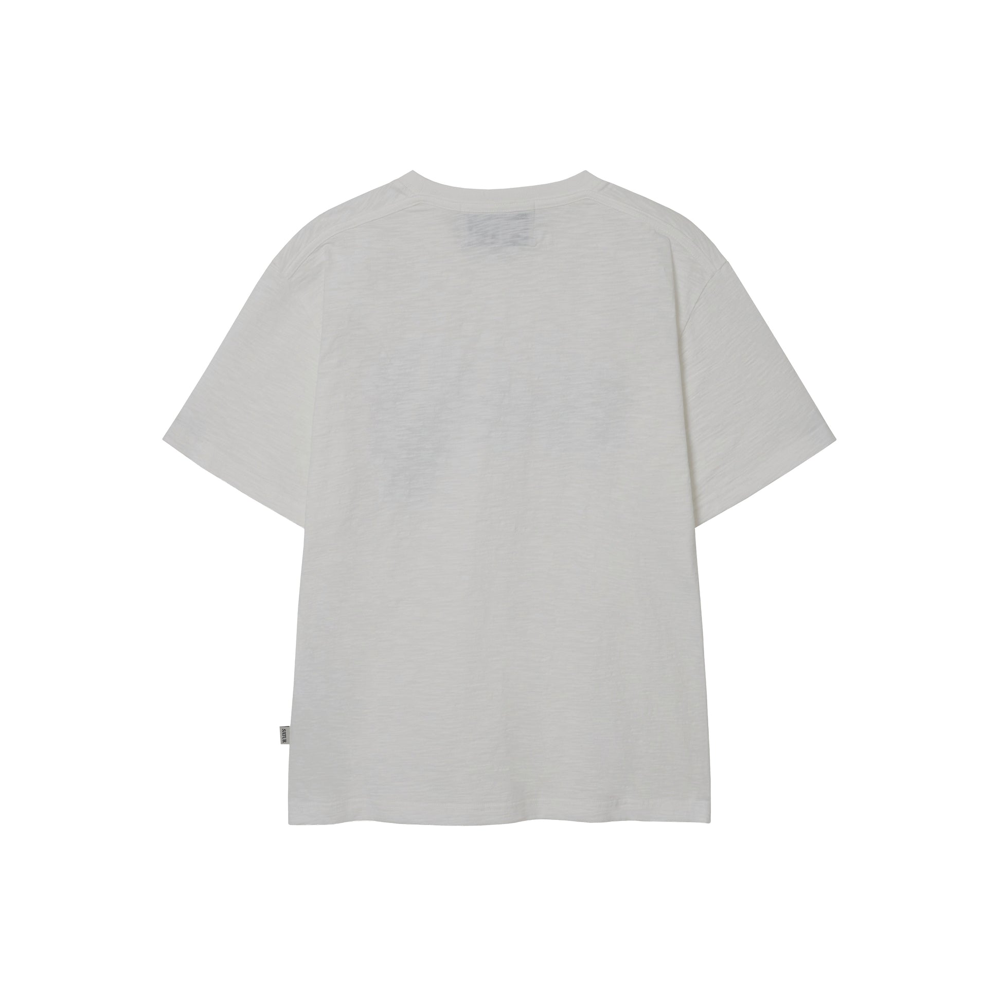 SATUR Wave Logo Regular Fit Slub T-Shirt White graphic tee slub fabric vintage casual