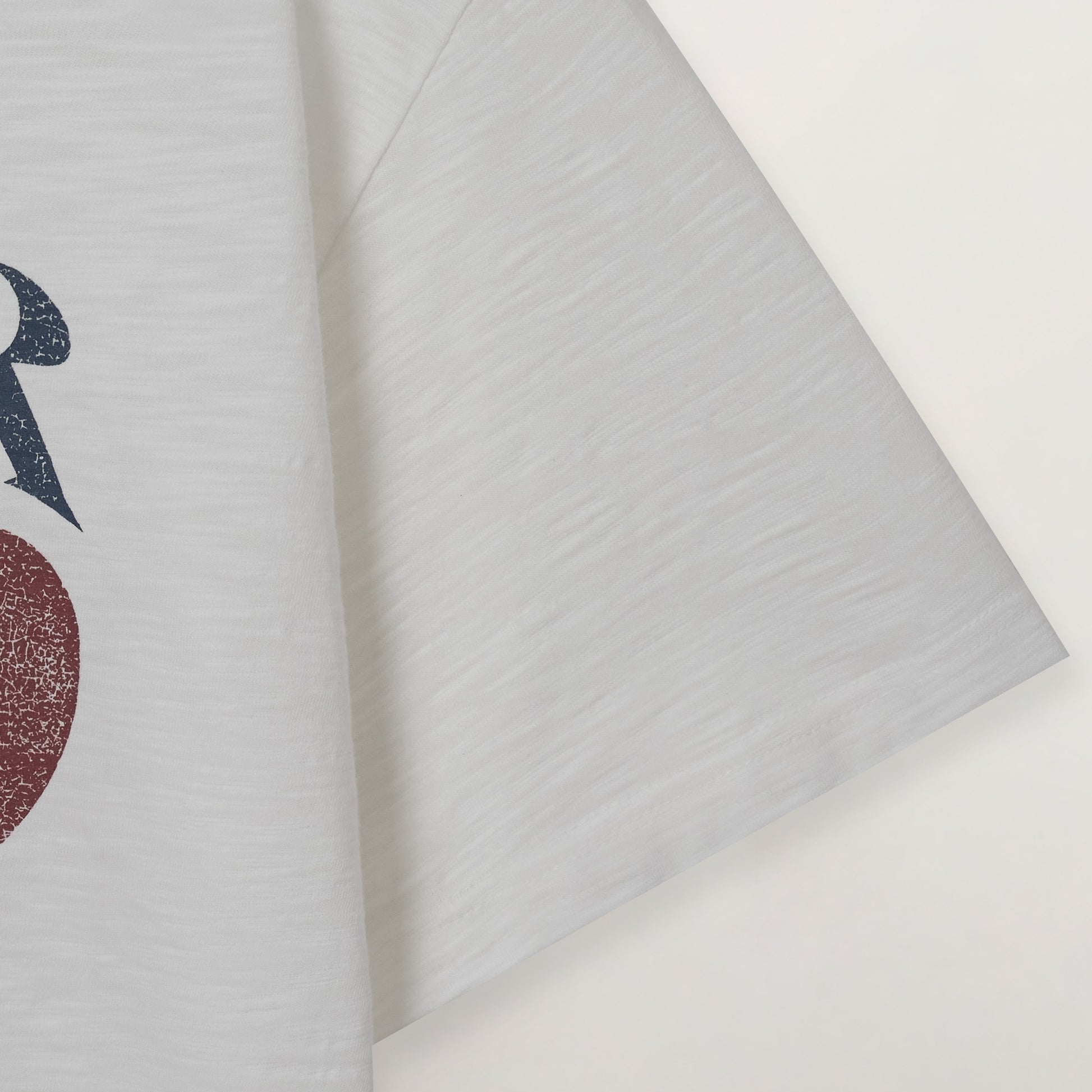 SATUR Wave Logo Regular Fit Slub T-Shirt White graphic tee slub fabric vintage casual