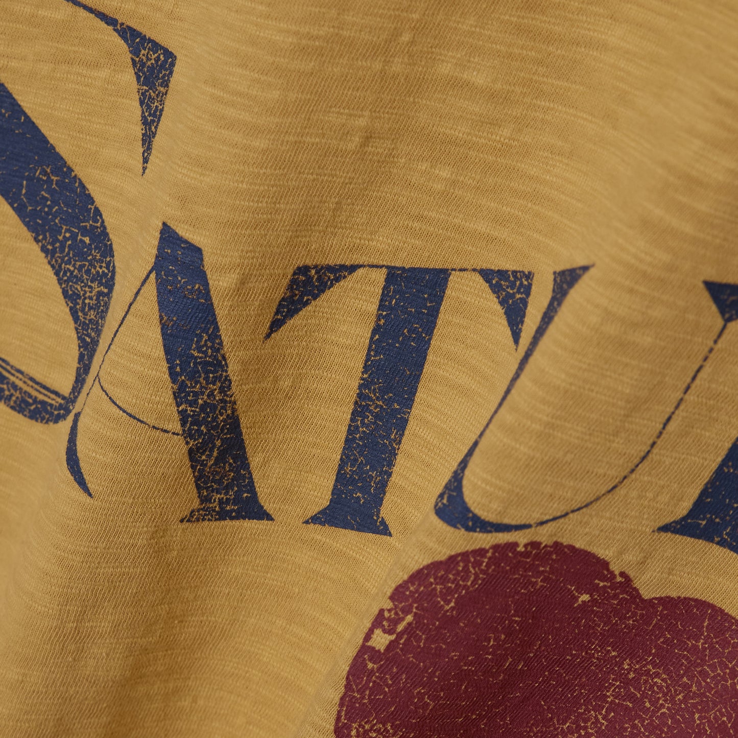 SATUR Wave Logo Regular Fit Slub T-Shirt Yellow graphic tee slub fabric vintage casual