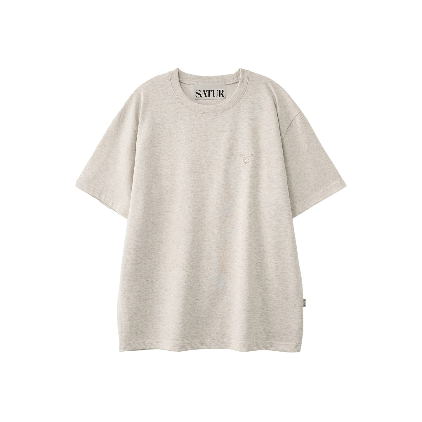 SATUR Loren Classic Logo Half T-Shirt Oatmeal oversized tee minimalist embroidered logo casual