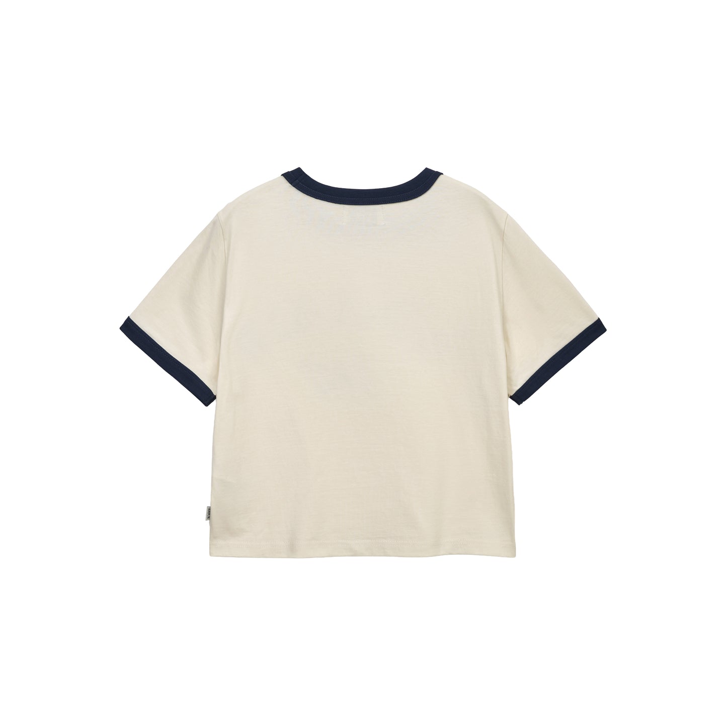SATUR Arch Logo Ringer T-Shirt Cream womens tee contrast trim logo casual retro