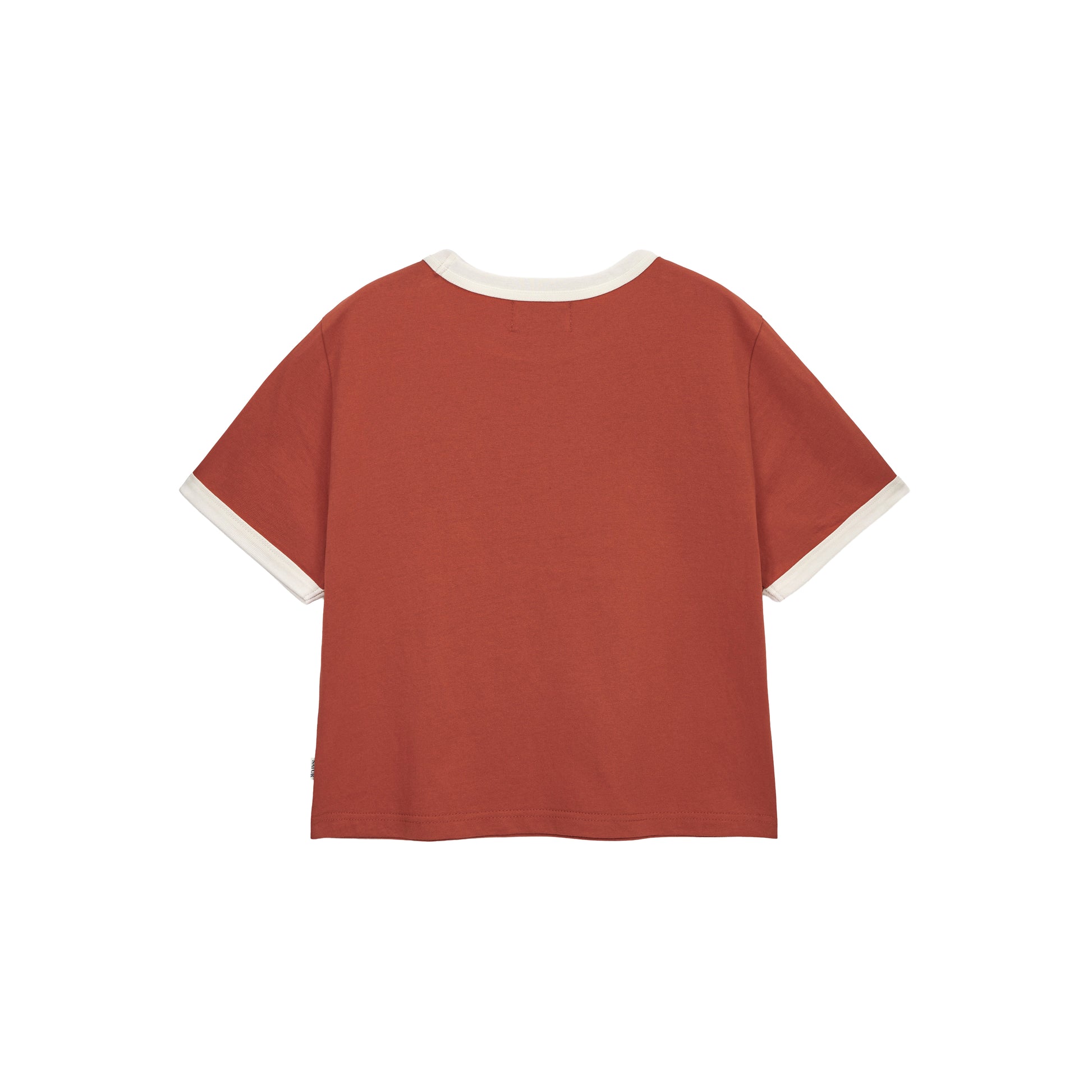 SATUR Arch Logo Ringer T-Shirt Red womens tee contrast trim logo casual retro