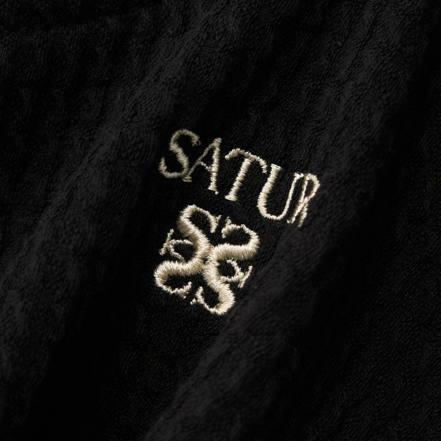 SATUR Square Neck Crinkle T-Shirt Black womens top textured fabric minimalist casual
