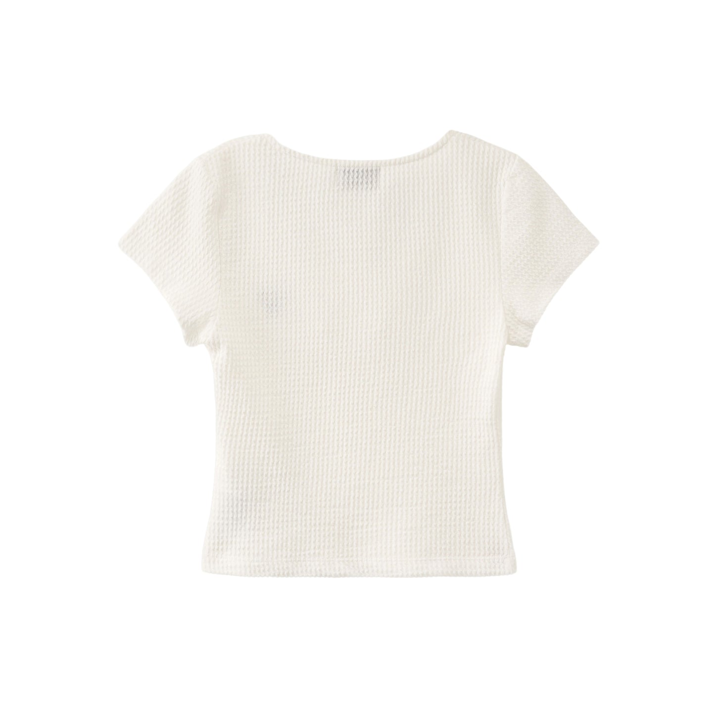 SATUR Square Neck Crinkle T-Shirt White womens top textured fabric minimalist casual