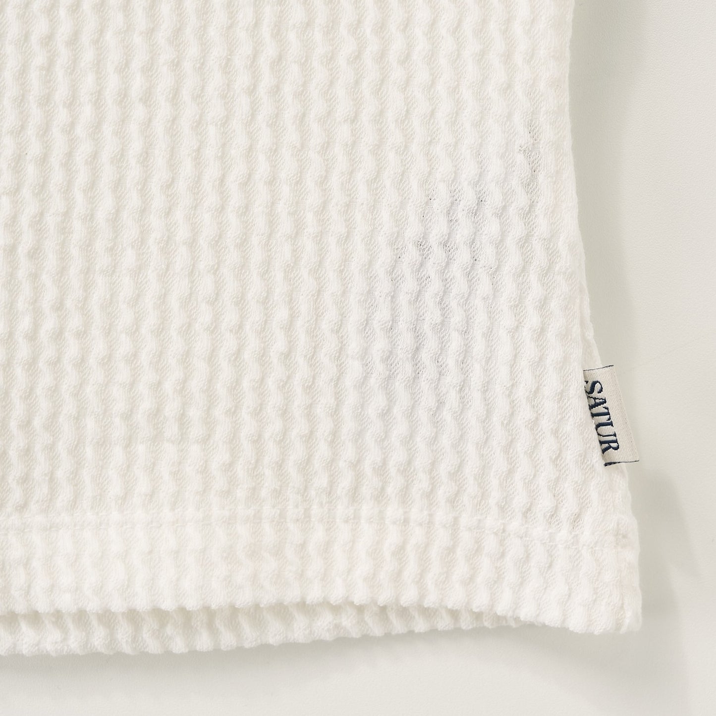 SATUR Square Neck Crinkle T-Shirt White womens top textured fabric minimalist casual