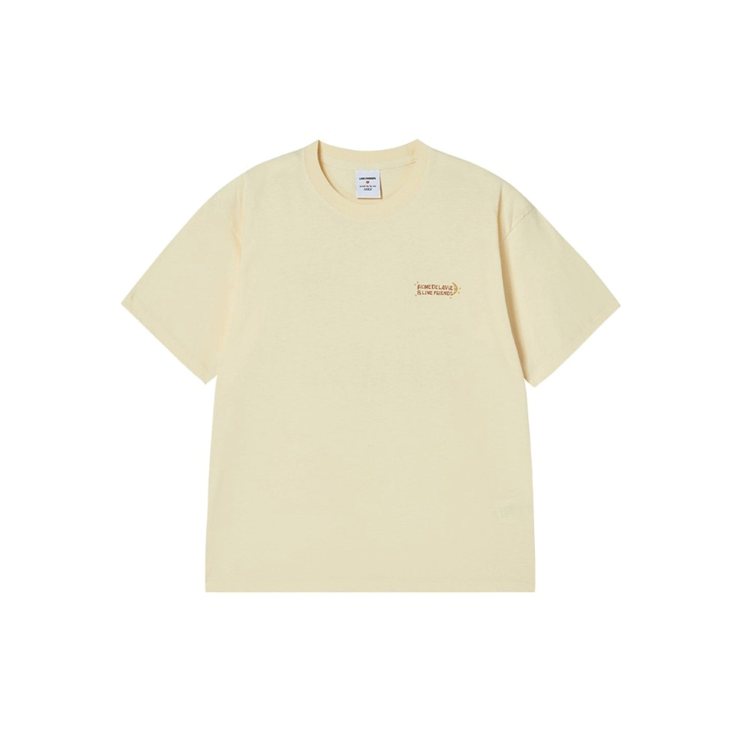 ADLV Sleeping Line Friends SS T-Shirt Light Yellow oversized graphic tee Line Friends print casual streetwear top