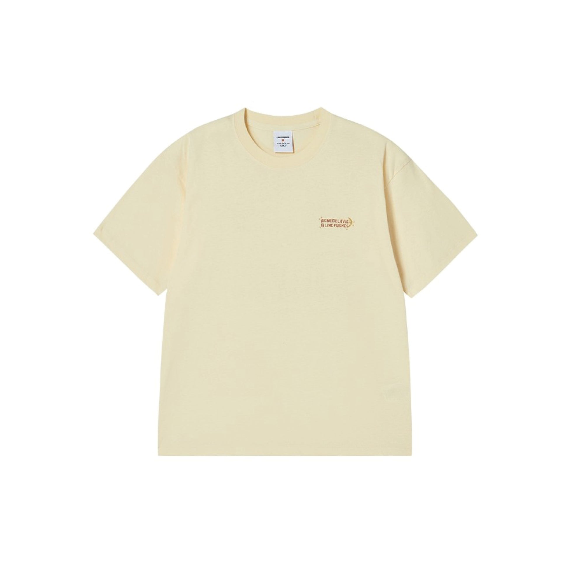 ADLV Sleeping Line Friends SS T-Shirt Light Yellow oversized graphic tee Line Friends print casual streetwear top