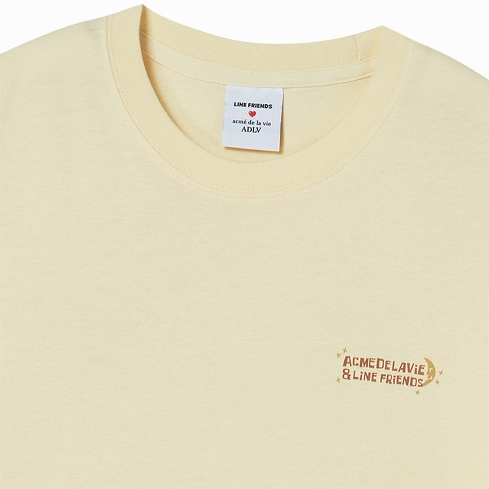 ADLV Sleeping Line Friends SS T-Shirt Light Yellow oversized graphic tee Line Friends print casual streetwear top
