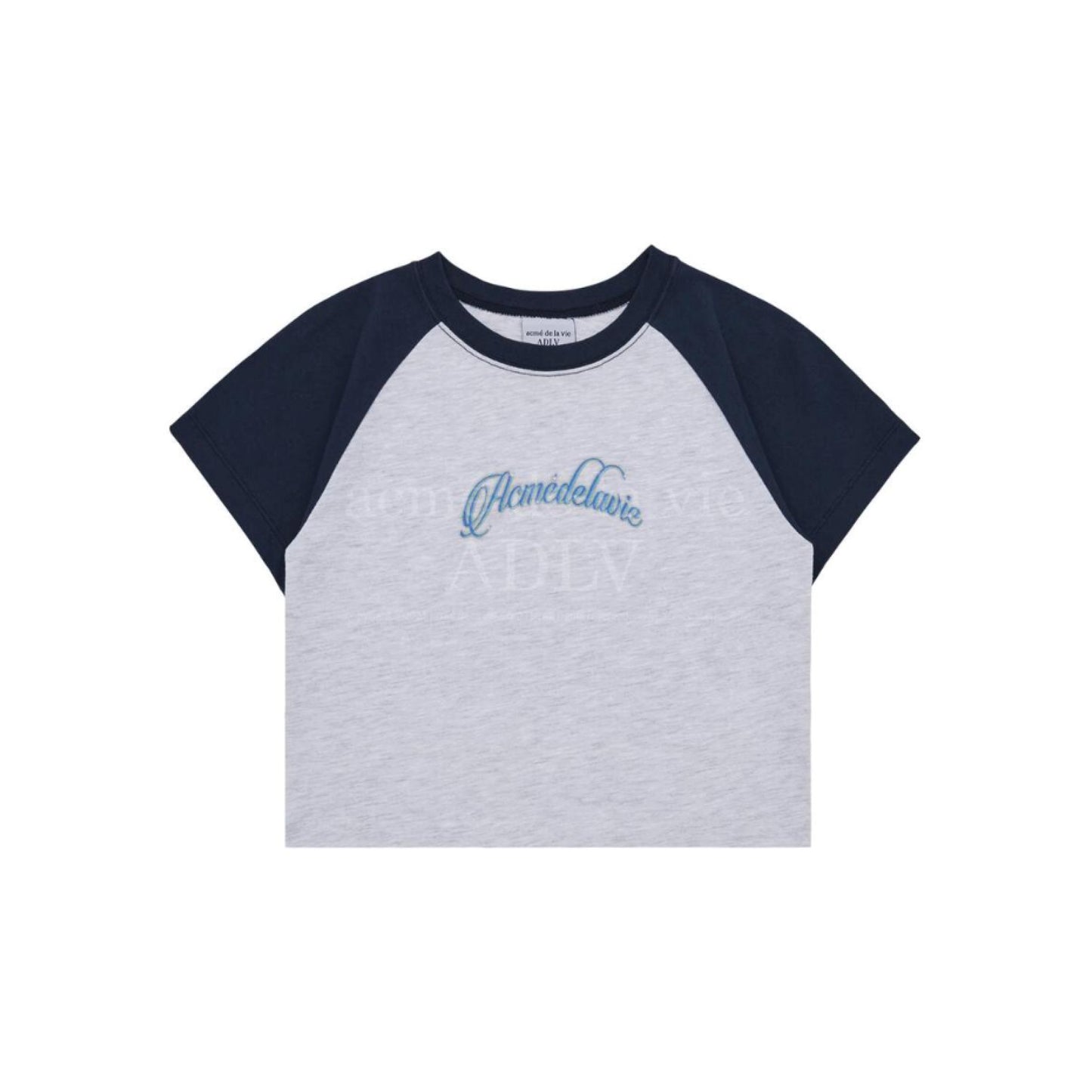 ADLV Twinkle Script Logo Crop SS T-Shirt 'Navy' (WMNS)