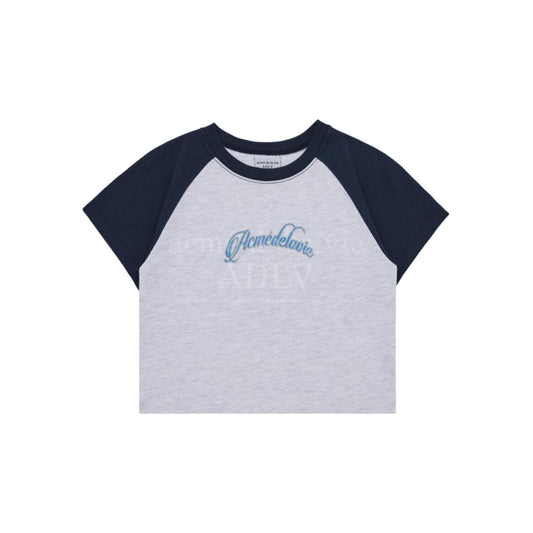 ADLV Twinkle Script Logo Crop SS T-Shirt 'Navy' (WMNS)