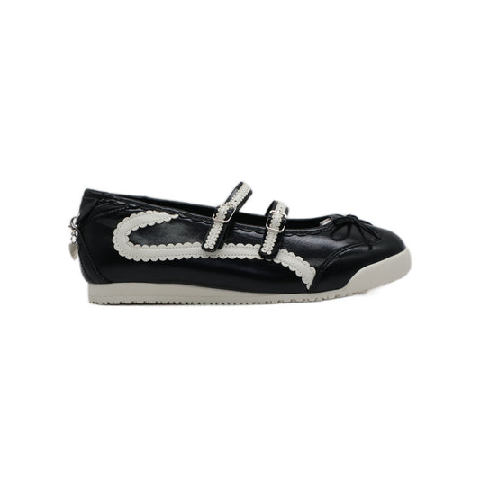 SneakSurf Mary Jane Black White/Cream - straight right-side profile with the toe pointing right