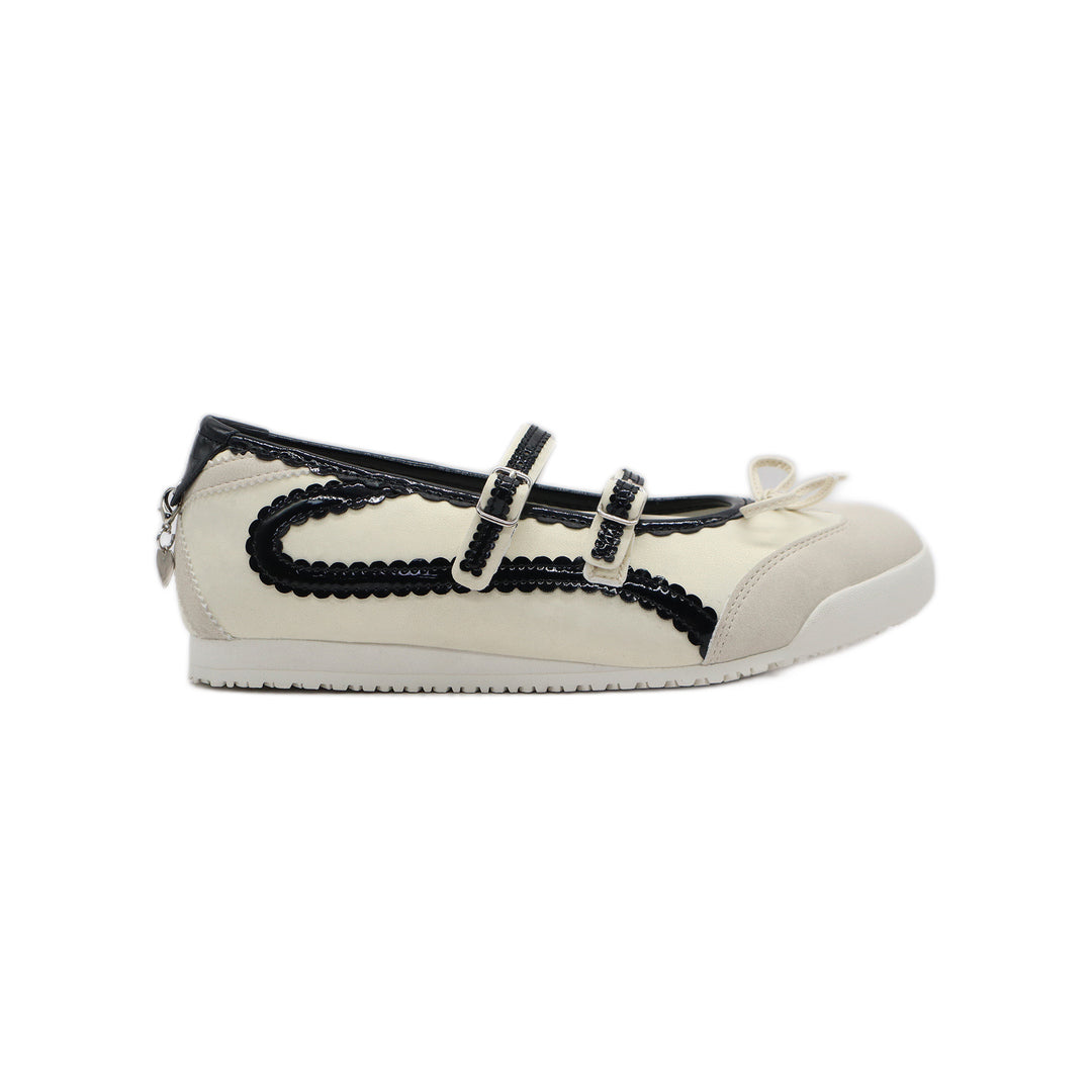 SneakSurf Mary Jane Cream White/Black - straight right-side profile with the toe pointing right