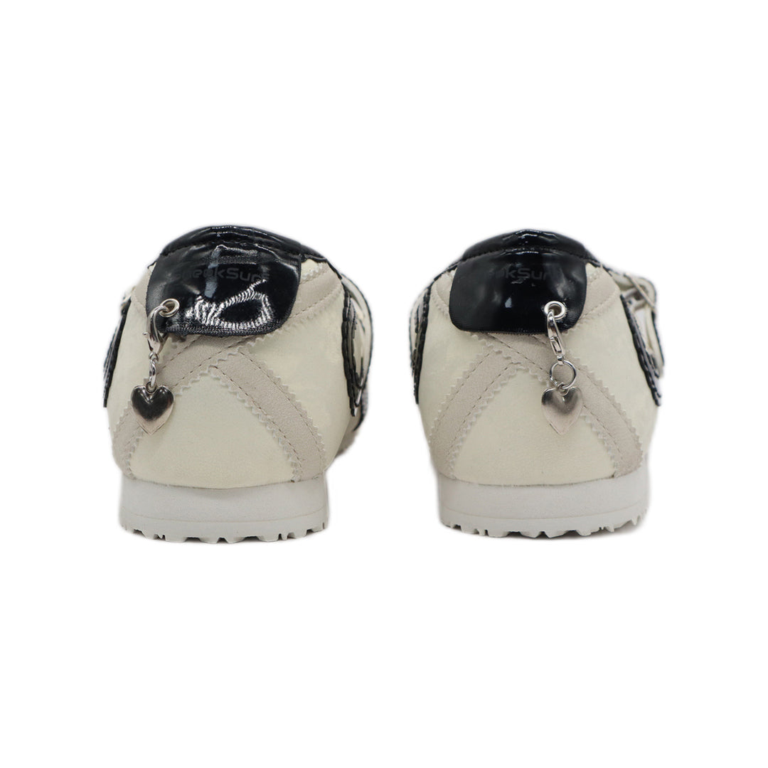 SneakSurf Mary Jane Cream White/Black - rear view of both shoes