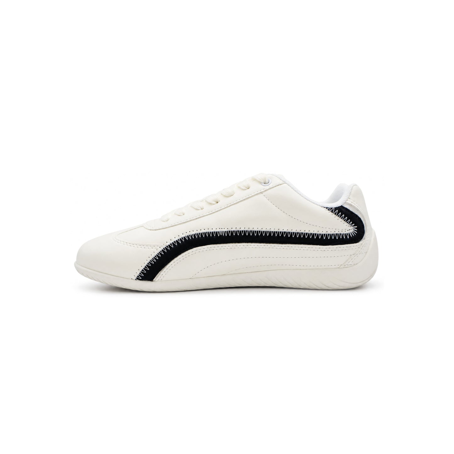 SneakSurf Racer Cream White Black lifestyle sneaker with premium synthetic upper low-profile silhouette and flexible rubber outsole