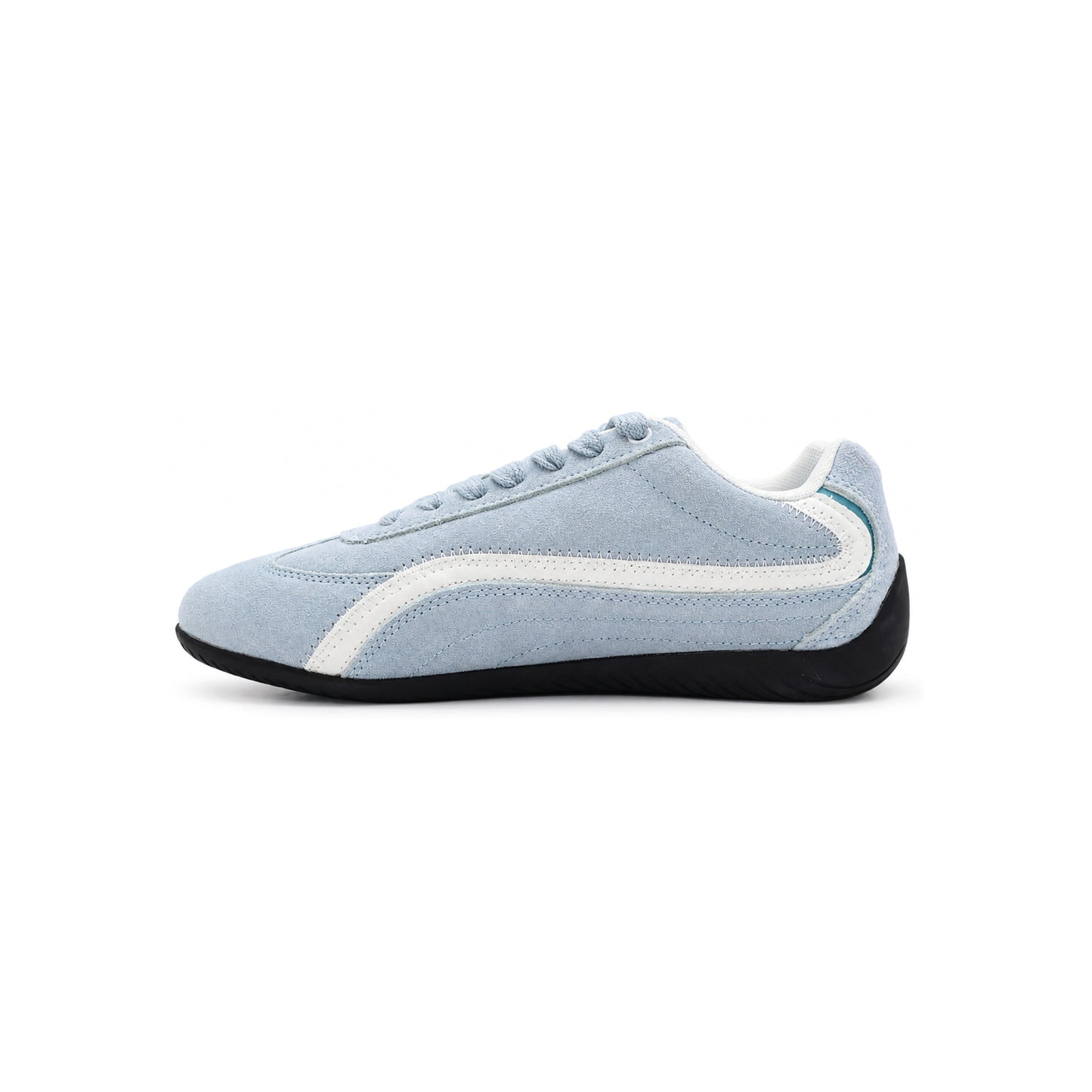 SneakSurf Racer Sky Blue Light Blue lifestyle sneaker with breathable mesh upper premium suede overlays and black rubber outsole